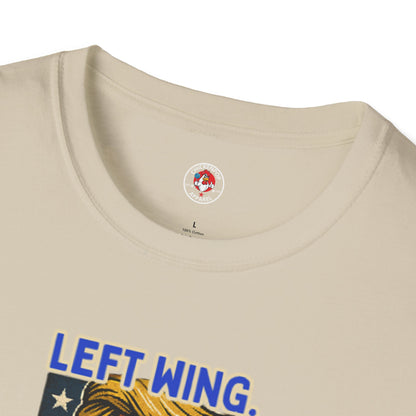Cock-a-Doodle-Don "Left Wing. Right Wing. Same Coop." Political Satire Tee – Unisex Graphic T-Shirt