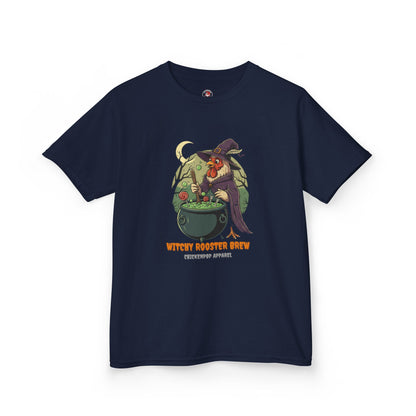Witchy Rooster Brew T-Shirt: Funny Chicken Halloween Shirt | Lil' Cluckers Witch Costume Apparel