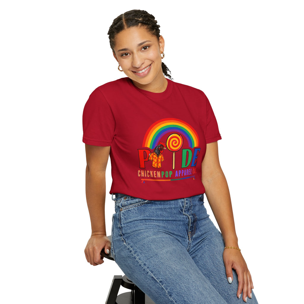 Pride Rainbow Lollipop T-Shirt — "PRIDE" ChickenPop Apparel Co. Graphic Tee