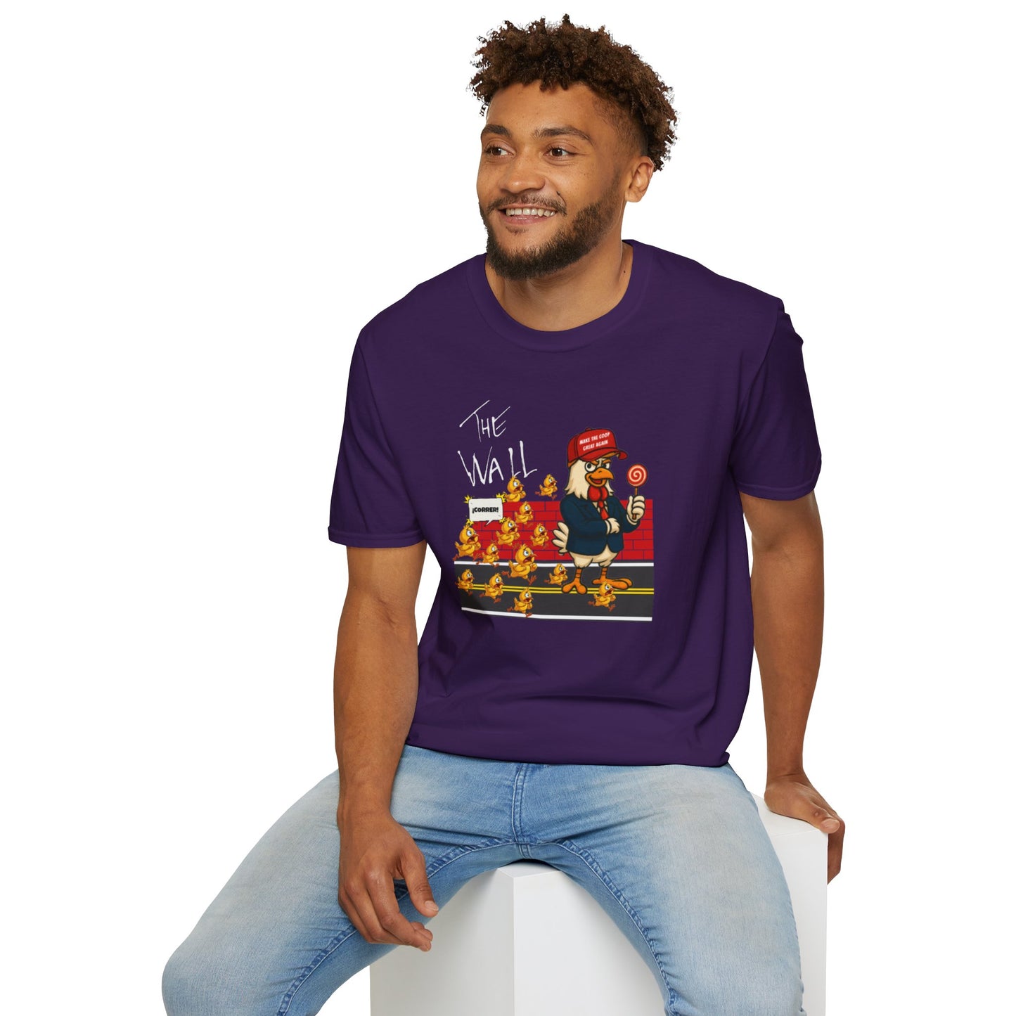 Another Chick Thru The Wall | Funny Political Chicken Graphic Tee – Cock-a-Doodle-Don Collection