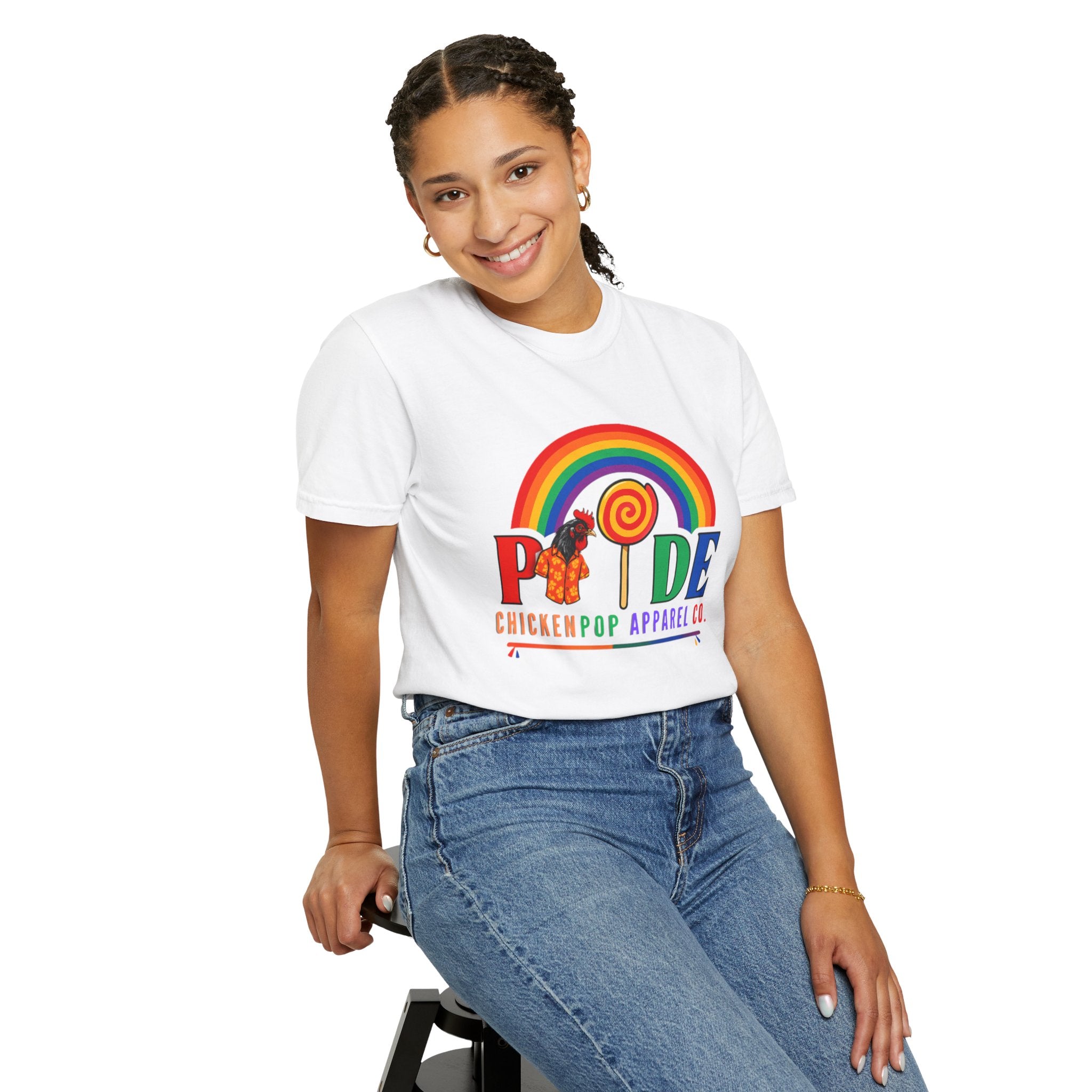 Pride Rainbow Lollipop T-Shirt — "PRIDE" ChickenPop Apparel Co. Graphic Tee