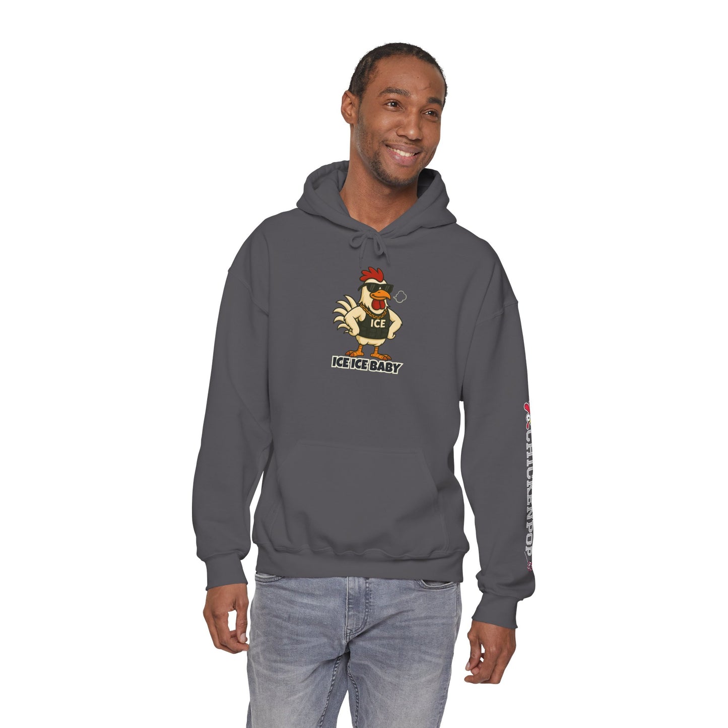 🧊 ICE ICE BABY Funky Chicken Agent Hoodie – Coop Daddy Parody Hoodie for Music & Poultry Fans