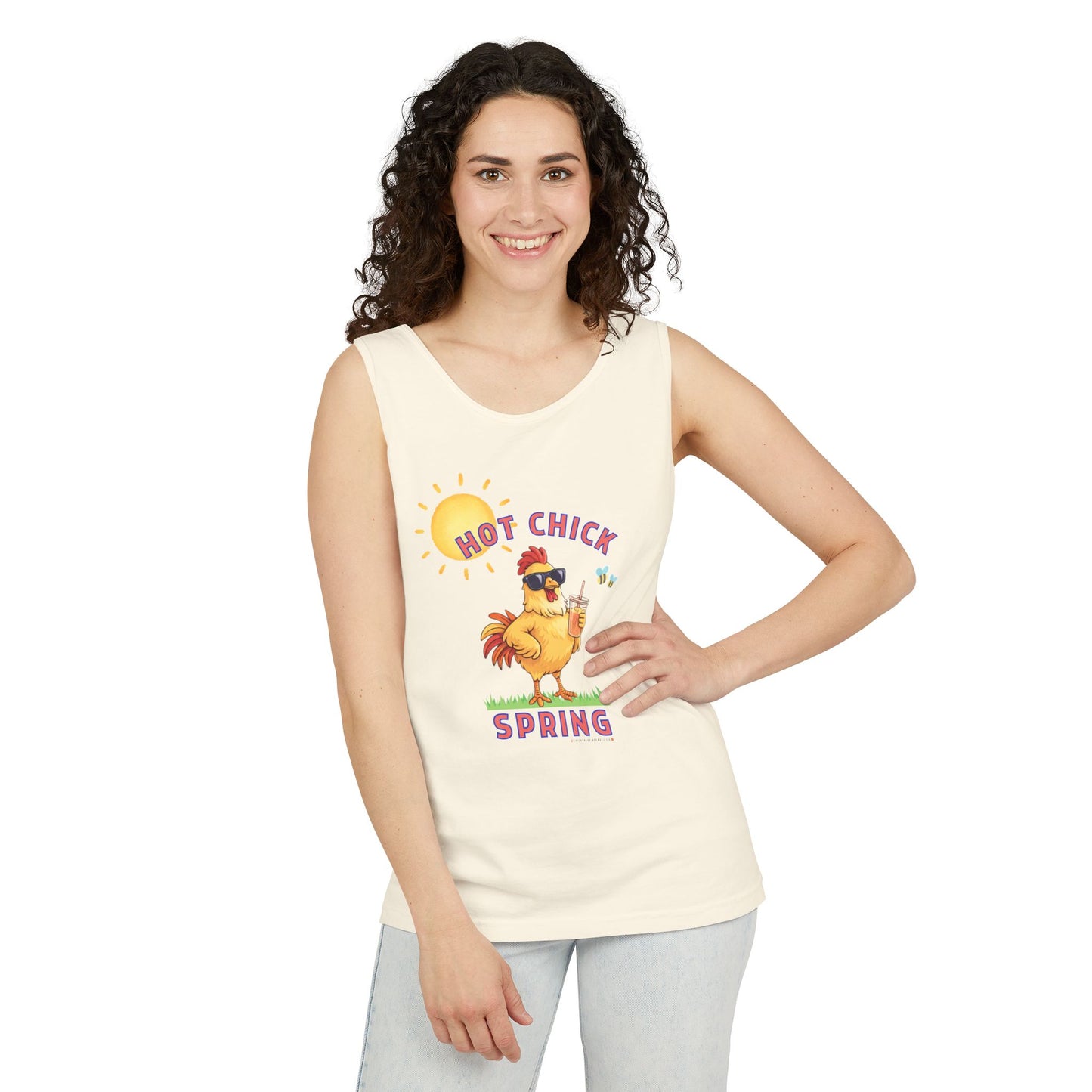 Hot Chick Spring Tank Top – Funny Chicken Graphic Tank, Big Chick Energy Summer Shirt, Cute Sassy Tank