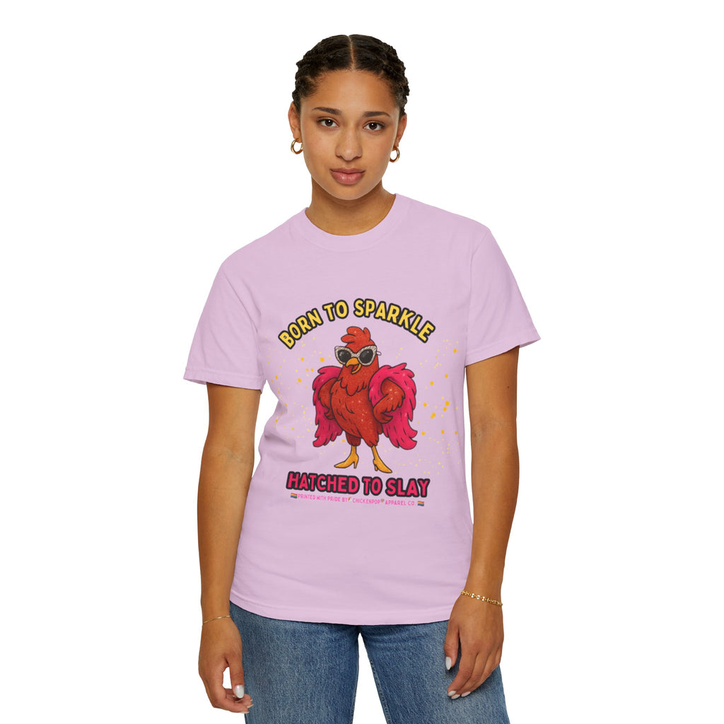 Pride LGBTQ Born to Sparkle Rooster T-Shirt — Hatched to Slay Graphic Tee