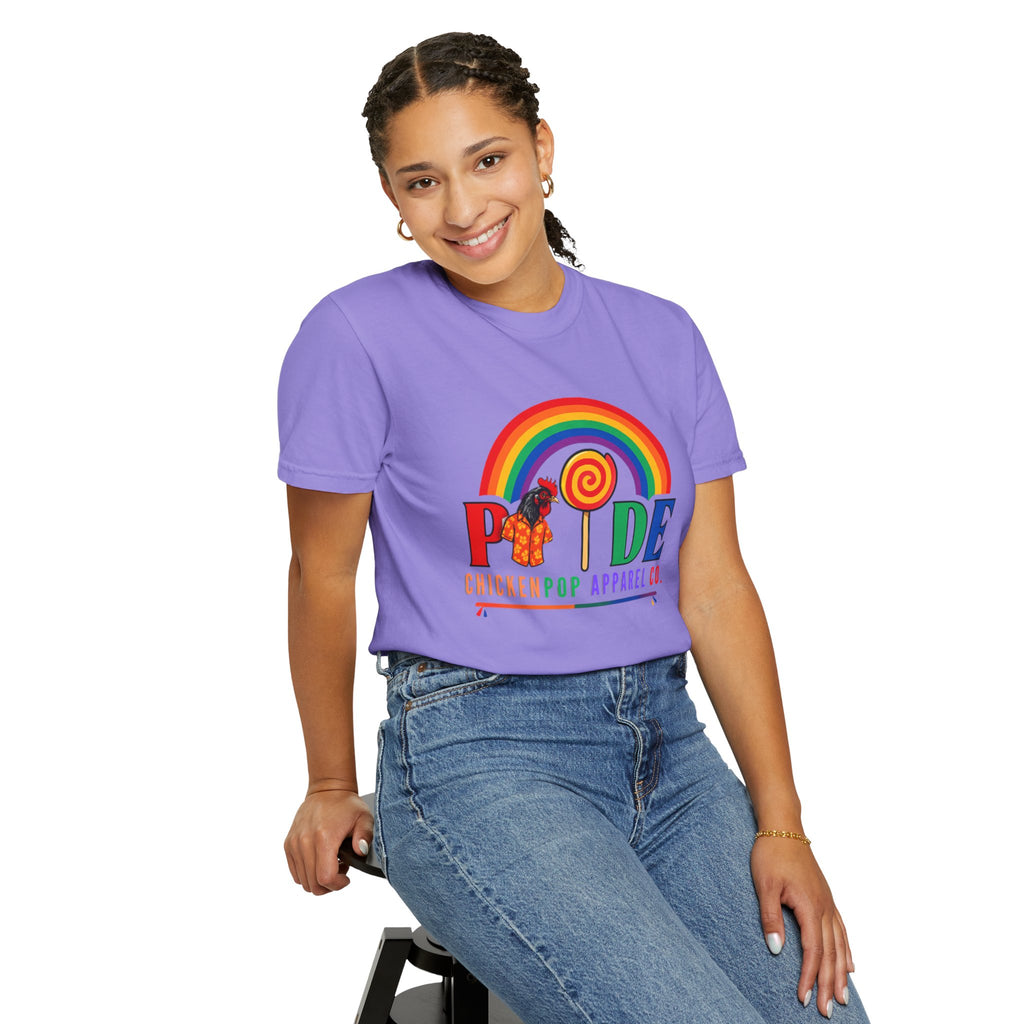Pride Rainbow Lollipop T-Shirt — "PRIDE" ChickenPop Apparel Co. Graphic Tee