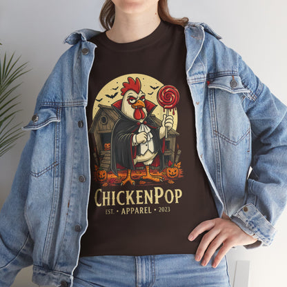 ChickenPop Sucker For a Pop Vampire Rooster Halloween T-Shirt – Funny Spooky Graphic Tee for Fall & Costume Season
