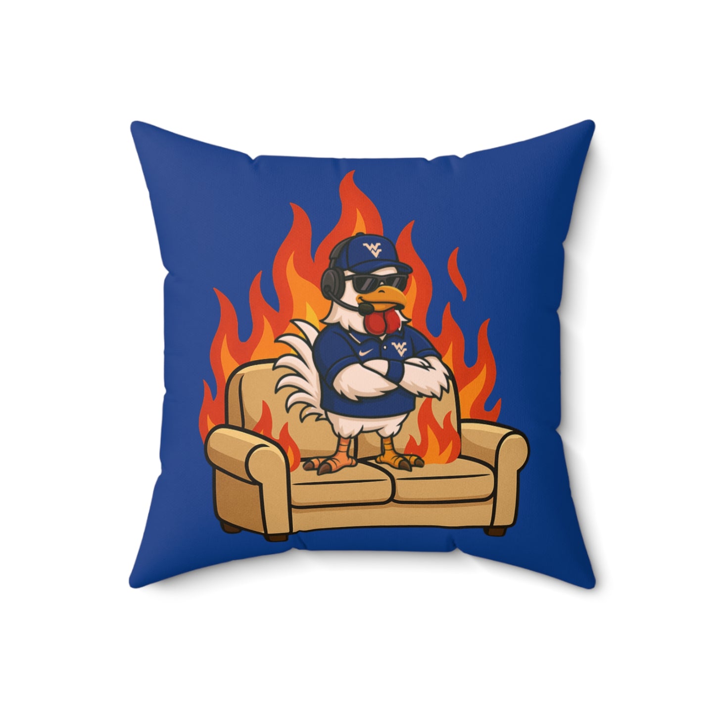 Big Rich Energy 'Burnin' Down the Couch's  Spun Polyester Square Pillow Royal Blue