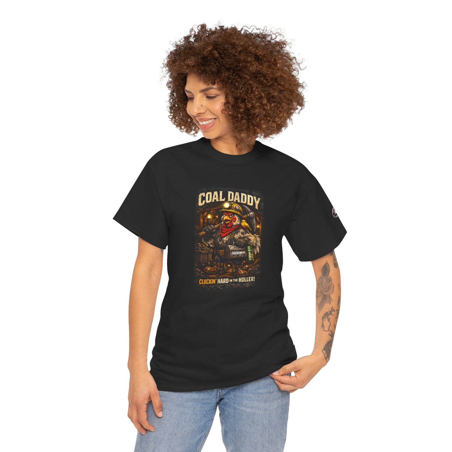 Coal Daddy “Cluckin’ Hard in the Holler” T-Shirt – Coop Daddy Underground Edition Black Graphic Tee | ChickenPop Apparel