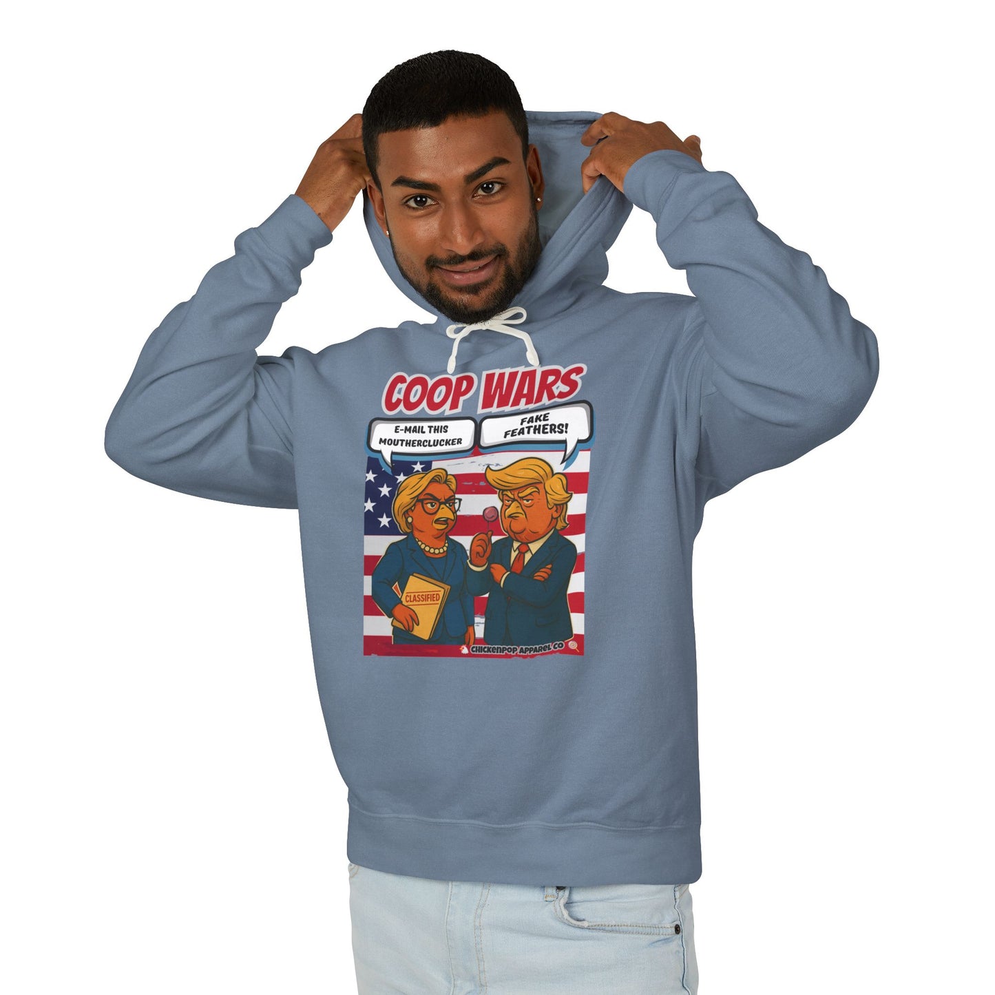 Coop Wars Hoodie – Funny Political Graphic Pullover | Unisex Relaxed Fit | Ethically Made & OEKO-TEX Certified Streetwear
