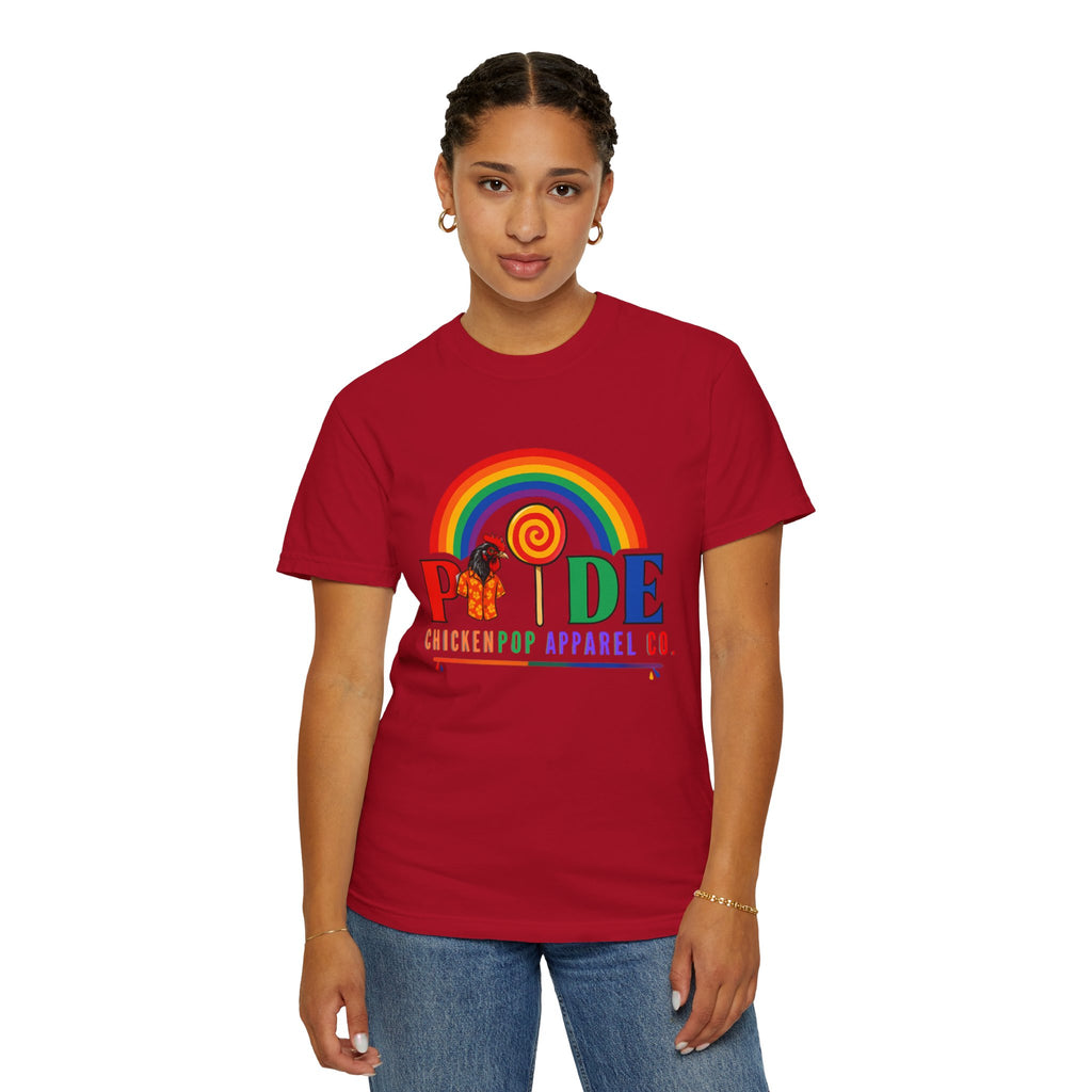 Pride Rainbow Lollipop T-Shirt — "PRIDE" ChickenPop Apparel Co. Graphic Tee