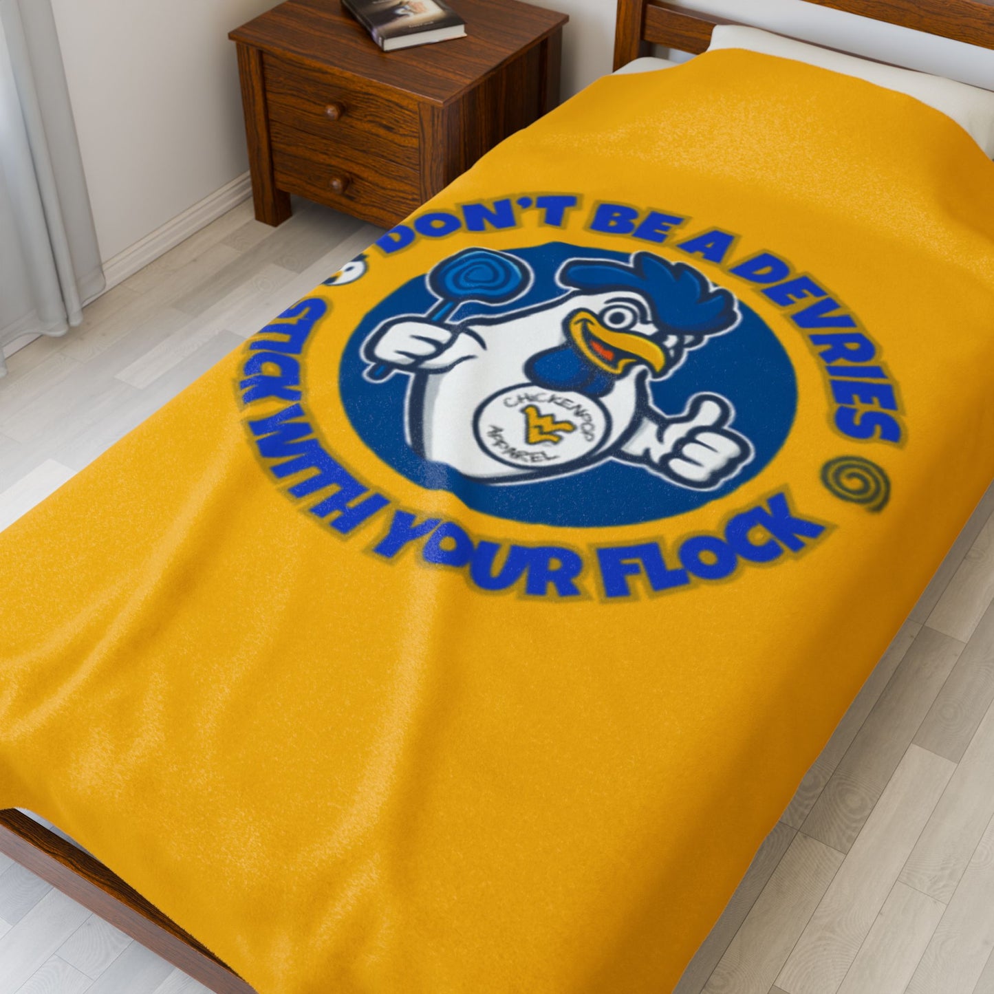Don't Be A Devries Original Logo Velveteen Plush Blanket Gold