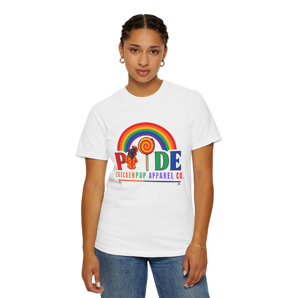 Pride Rainbow Lollipop T-Shirt — "PRIDE" ChickenPop Apparel Co. Graphic Tee