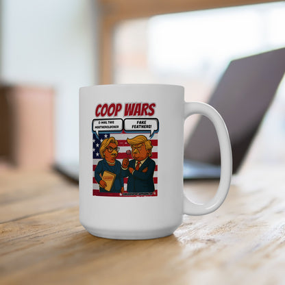 Coop Wars™ Political Satire Mug – Hilaregg Cluckton vs. Cock-a-Doodle-Don | Funny Coffee Cup (11oz / 15oz)