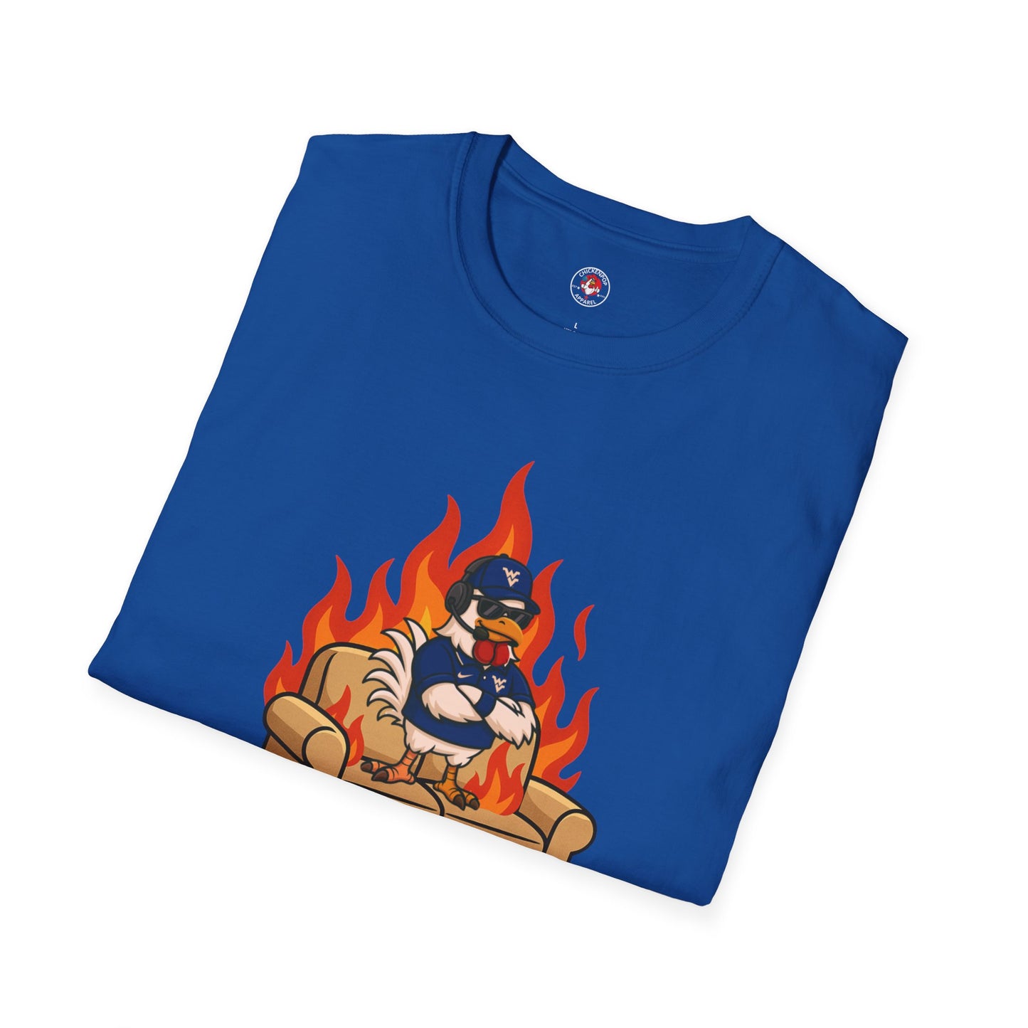 Big Rich Energy Couch Burning Shirt | Funny WVU Mountaineers Football Coach Tee | Morgantown Tradition Apparel