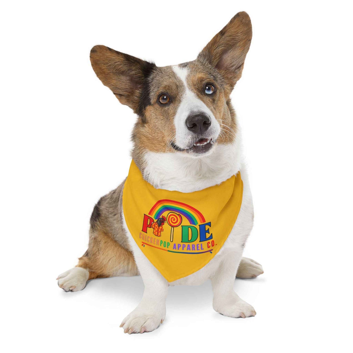 ChickenPop Pride Dog Collar Bandana – Rainbow Lollipop Pet Bandana with Adjustable Strap | Fun LGBTQ+ Dog Accessory