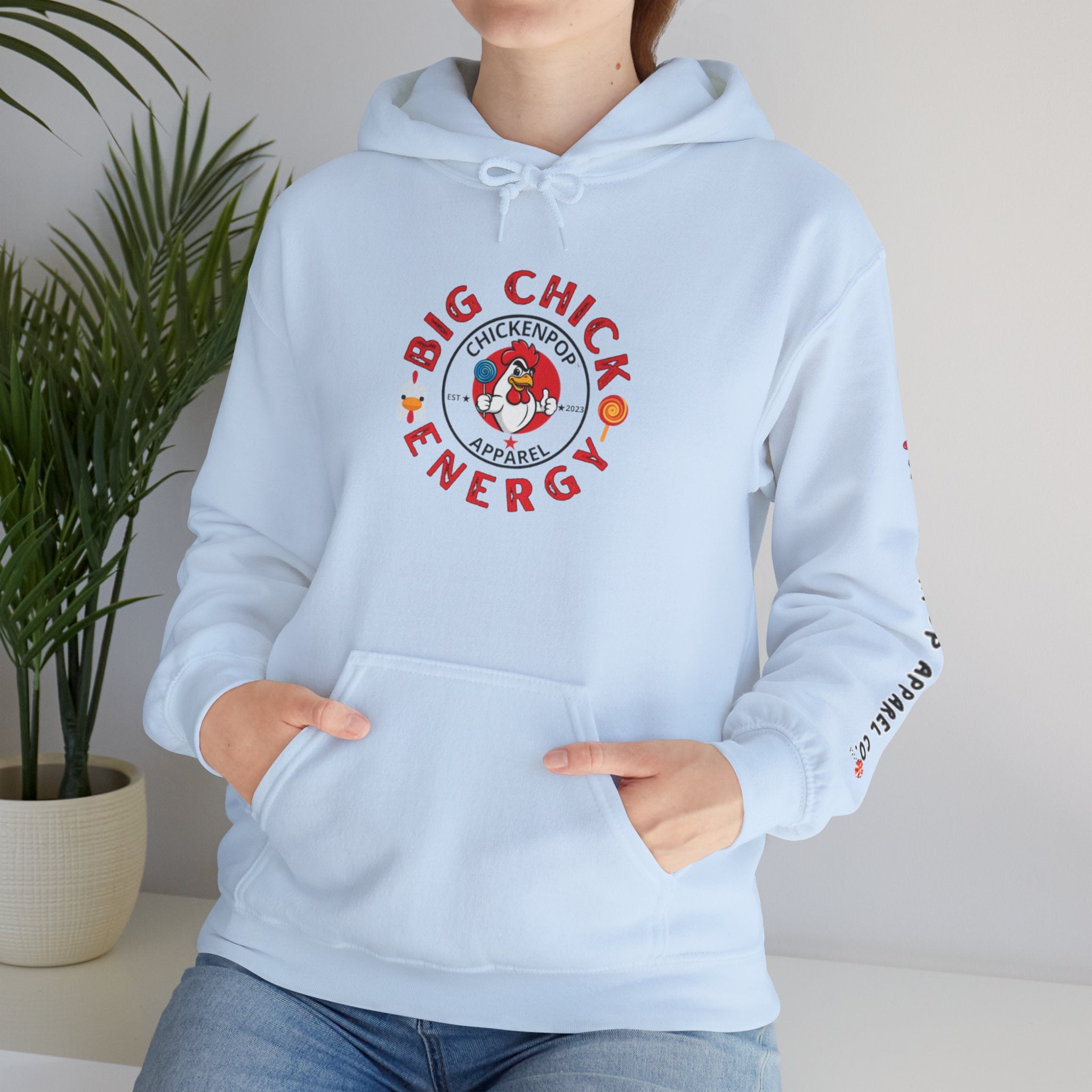 Big Chick Energy Unisex Hoodie — ChickenPop Apparel Logo Sweatshirt