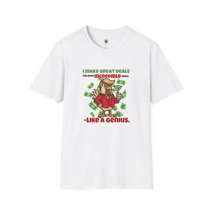 Cock-a-Doodle-Don “Like a Genius” Money Deal Rooster Tee – Funny Political Satire Shirt | ChickenPop Apparel Co.