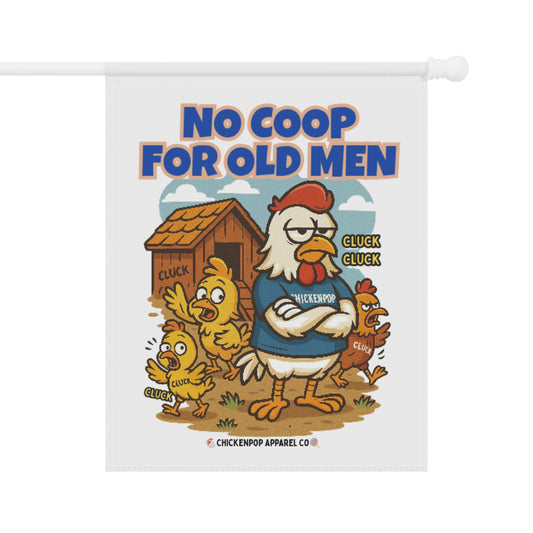 No Coop For Old Men Garden Flag – Funny Chicken Yard Banner | Farmhouse Humor Outdoor Decor