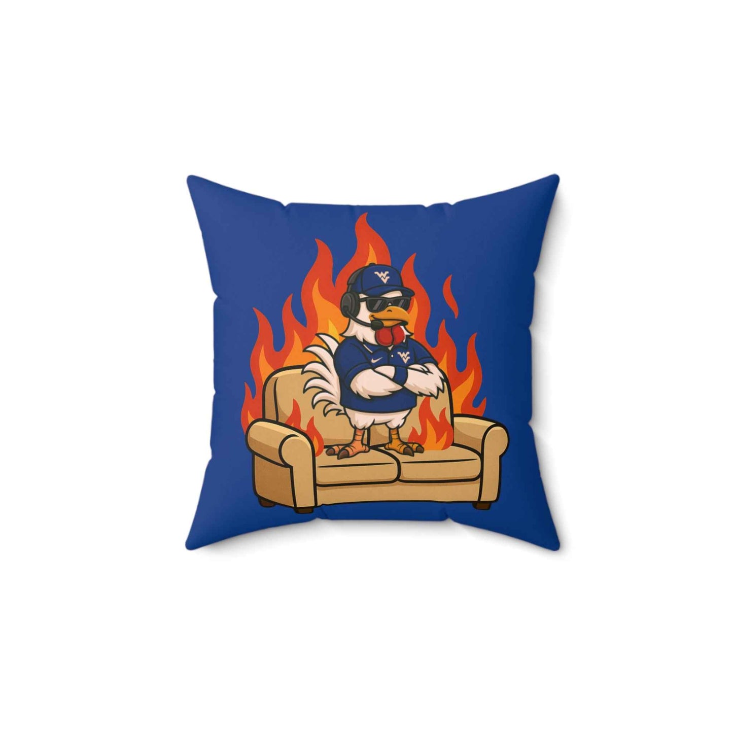 Big Rich Energy 'Burnin' Down the Couch's  Spun Polyester Square Pillow Royal Blue
