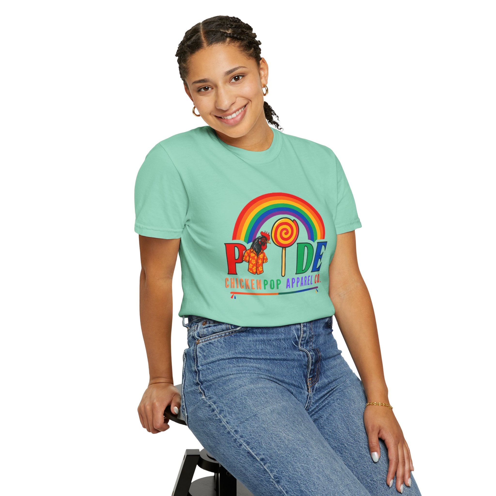 Pride Rainbow Lollipop T-Shirt — "PRIDE" ChickenPop Apparel Co. Graphic Tee