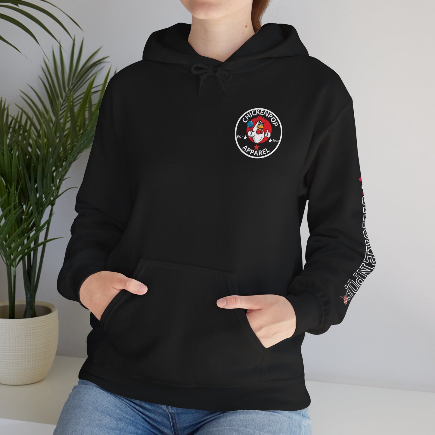 ChickenPop Apparel Logo Hoodie, Unisex Sweatshirt with Naughty Chicken Lollipop Logo, Original Design, Fun Hooded Jumper, Cozy Pullover,
