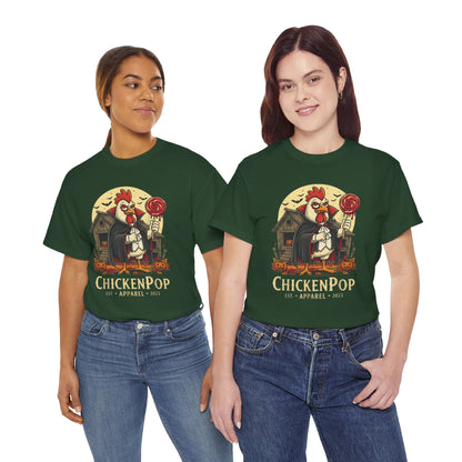 ChickenPop Sucker For a Pop Vampire Rooster Halloween T-Shirt – Funny Spooky Graphic Tee for Fall & Costume Season