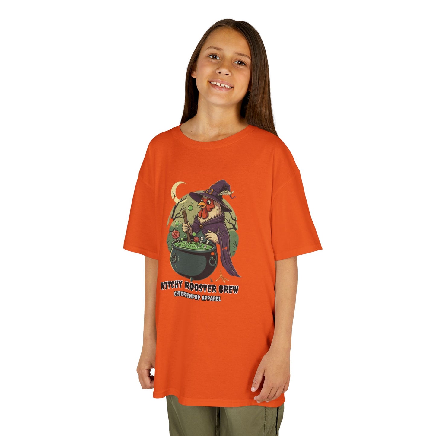 Witchy Rooster Brew T-Shirt: Funny Chicken Halloween Shirt | Lil' Cluckers Witch Costume Apparel