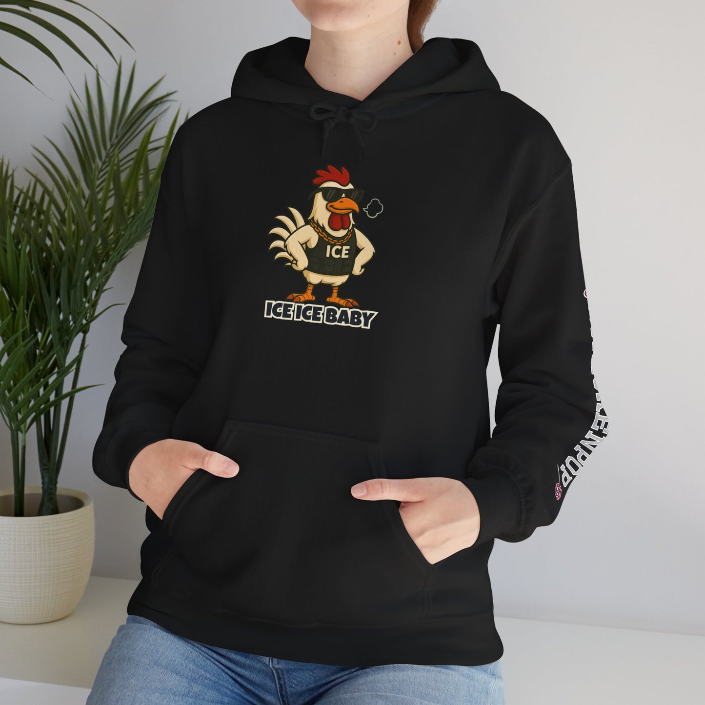 🧊 ICE ICE BABY Funky Chicken Agent Hoodie – Coop Daddy Parody Hoodie for Music & Poultry Fans