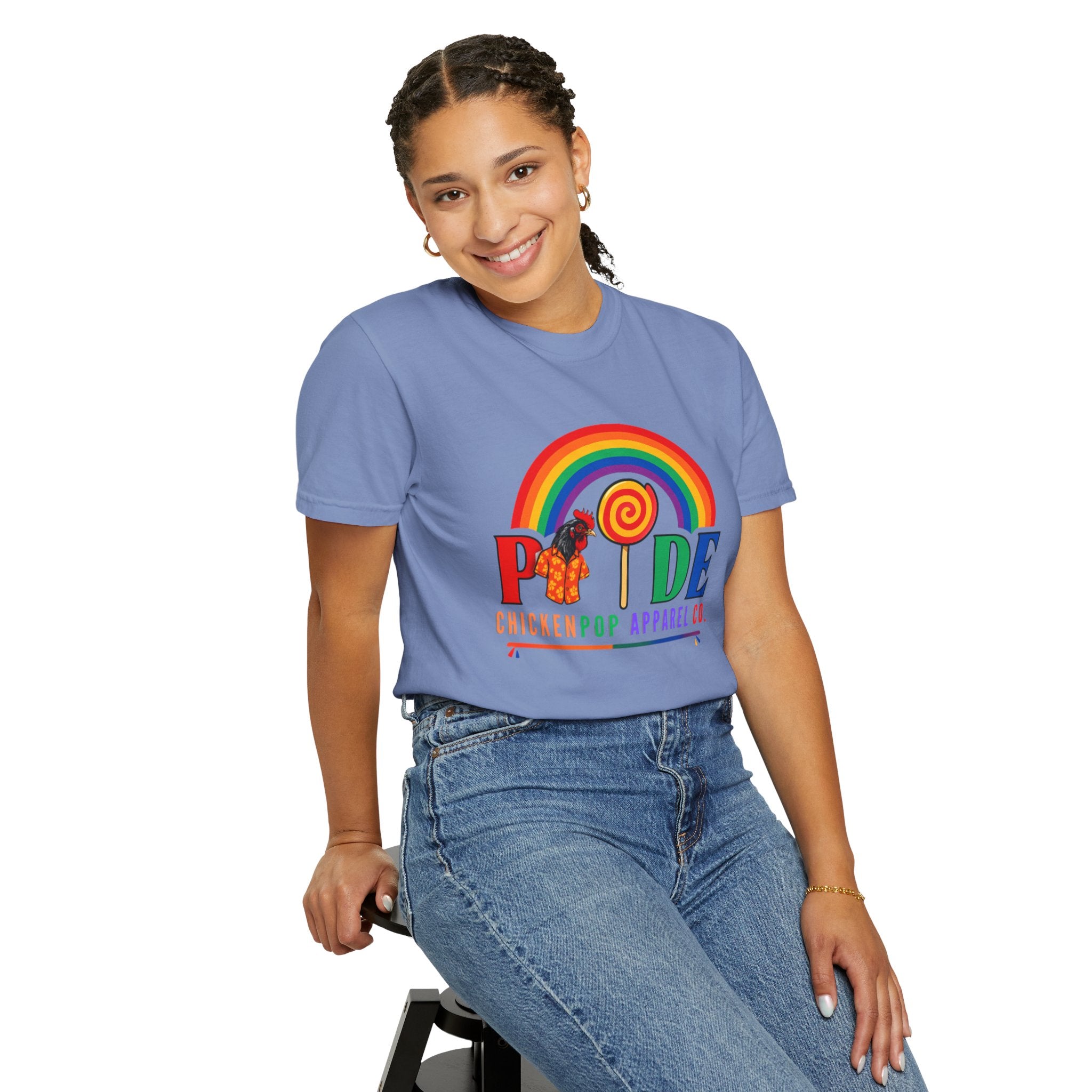 Pride Rainbow Lollipop T-Shirt — "PRIDE" ChickenPop Apparel Co. Graphic Tee
