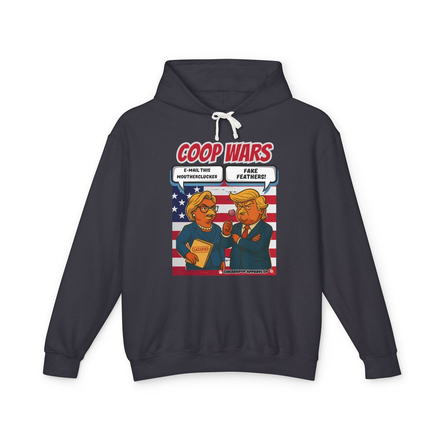 Coop Wars Hoodie – Funny Political Graphic Pullover | Unisex Relaxed Fit | Ethically Made & OEKO-TEX Certified Streetwear