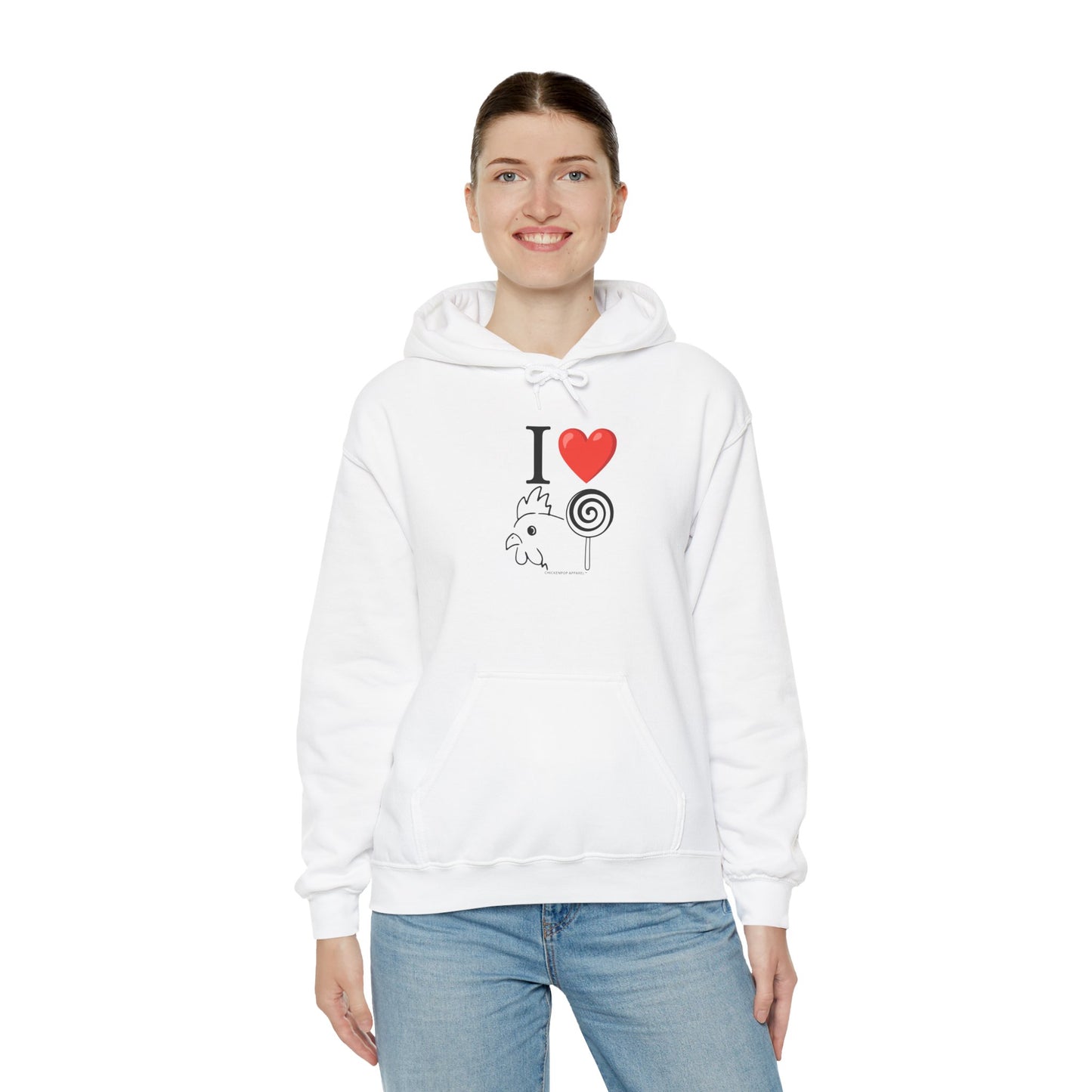 I Love ChickenPop Hoodie – Funny Chicken & Lollipop Graphic Hoodie | Unisex Cozy Pullover | Big Chick Energy Sweatshirt - Chickenpop Apparel Company
