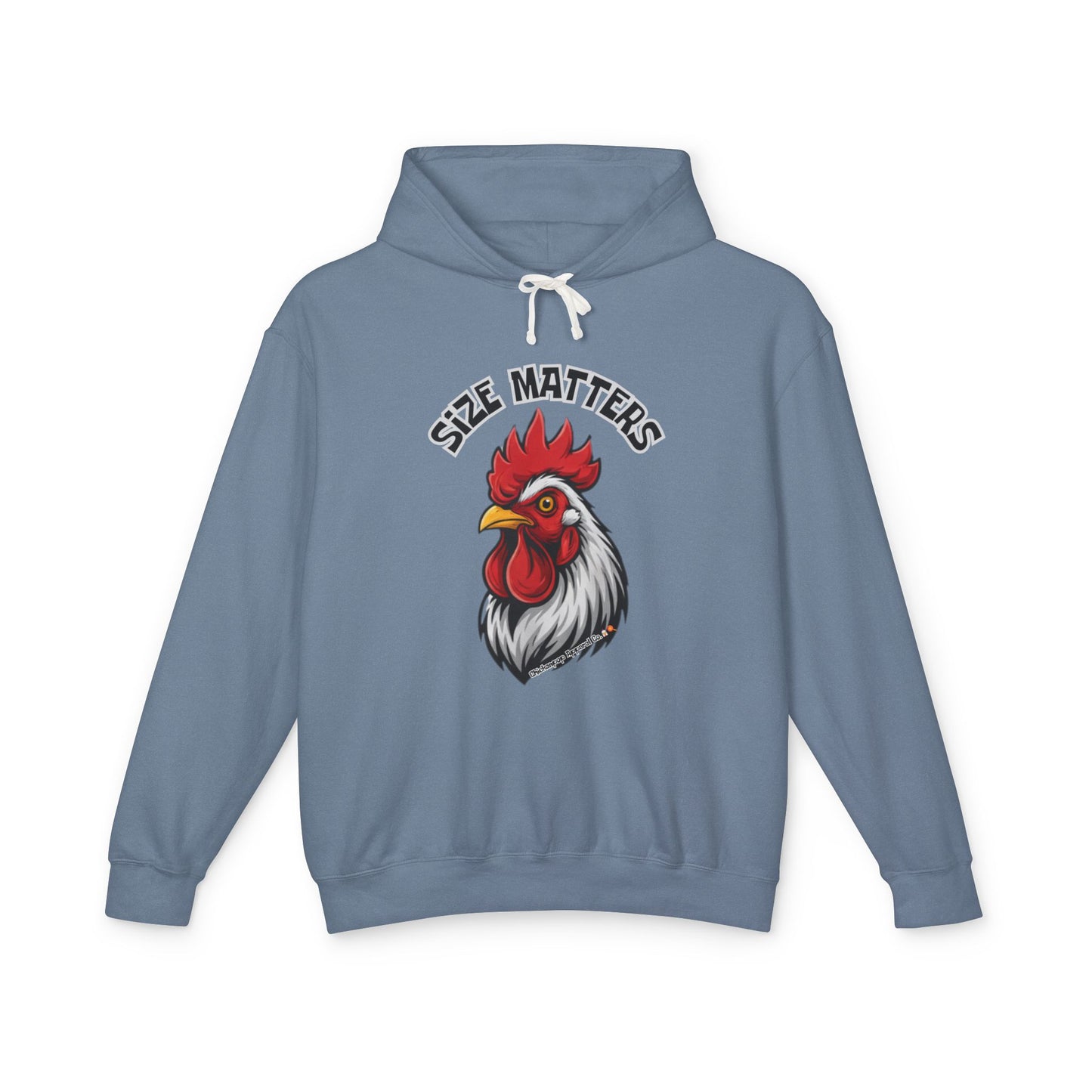 SIZE MATTERS Hoodie | Funny Chicken Apparel Sweatshirt | Bold Rooster Humor Pullover