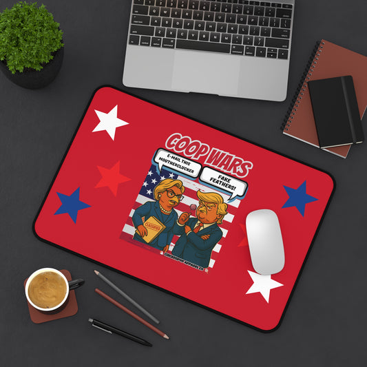 Coop Wars™ Desk Mat – Political Chicken Fight | Hilaregg Cluckton vs. Cock-a-Doodle-Don Office Accessory