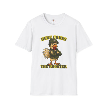 Here Comes the Rooster Music  Graphic Tee with Front & Back Print Unisex Rock T-Shirt