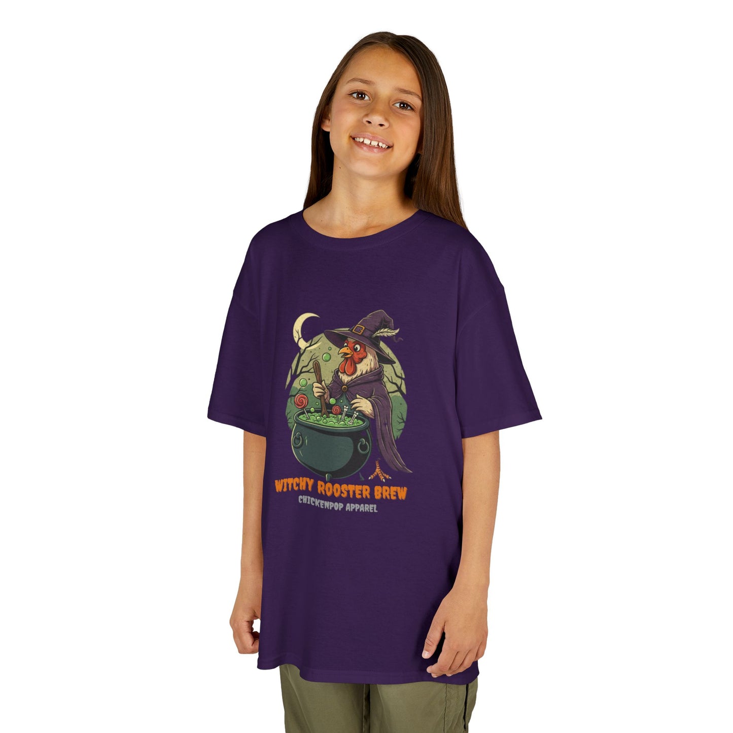 Witchy Rooster Brew T-Shirt: Funny Chicken Halloween Shirt | Lil' Cluckers Witch Costume Apparel