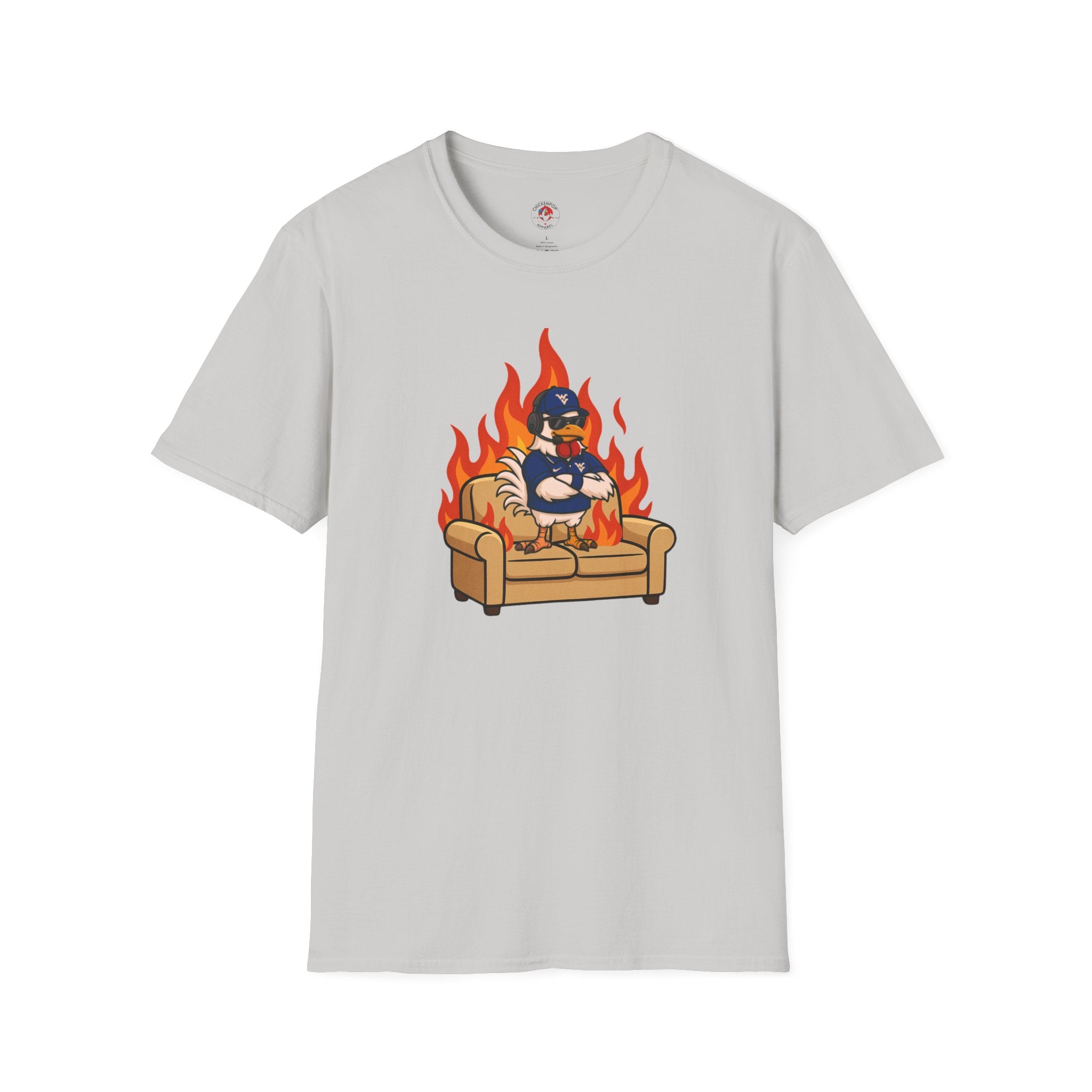 Big Rich Energy Couch Burning Shirt | Funny WVU Mountaineers Football Coach Tee | Morgantown Tradition Apparel