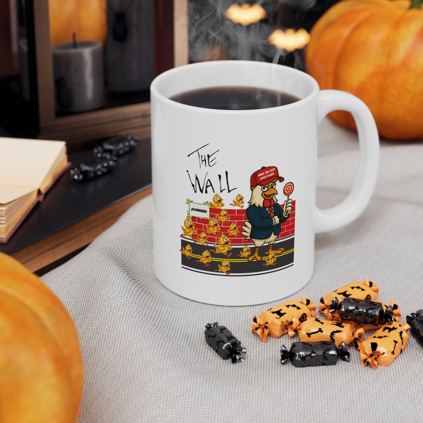 Another Chick Thru the Wall Coffee Mug – Funny Rooster Mug in 11oz or 15oz – Political Chicken Humor Gift