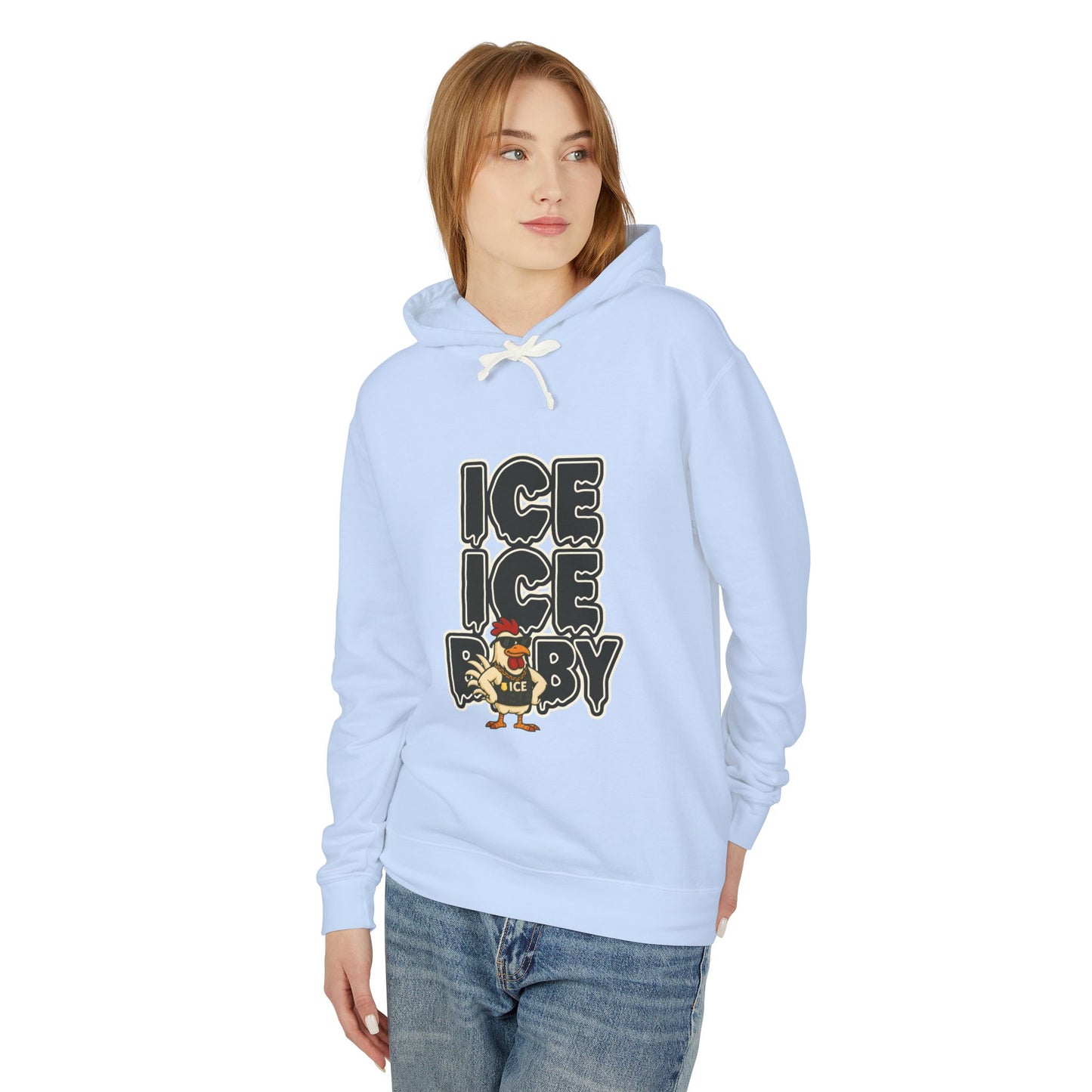 🧊 ICE ICE BABY Funny Chicken Hiodie – Coop Daddy Parody Hoodie for Music & Poultry Fans