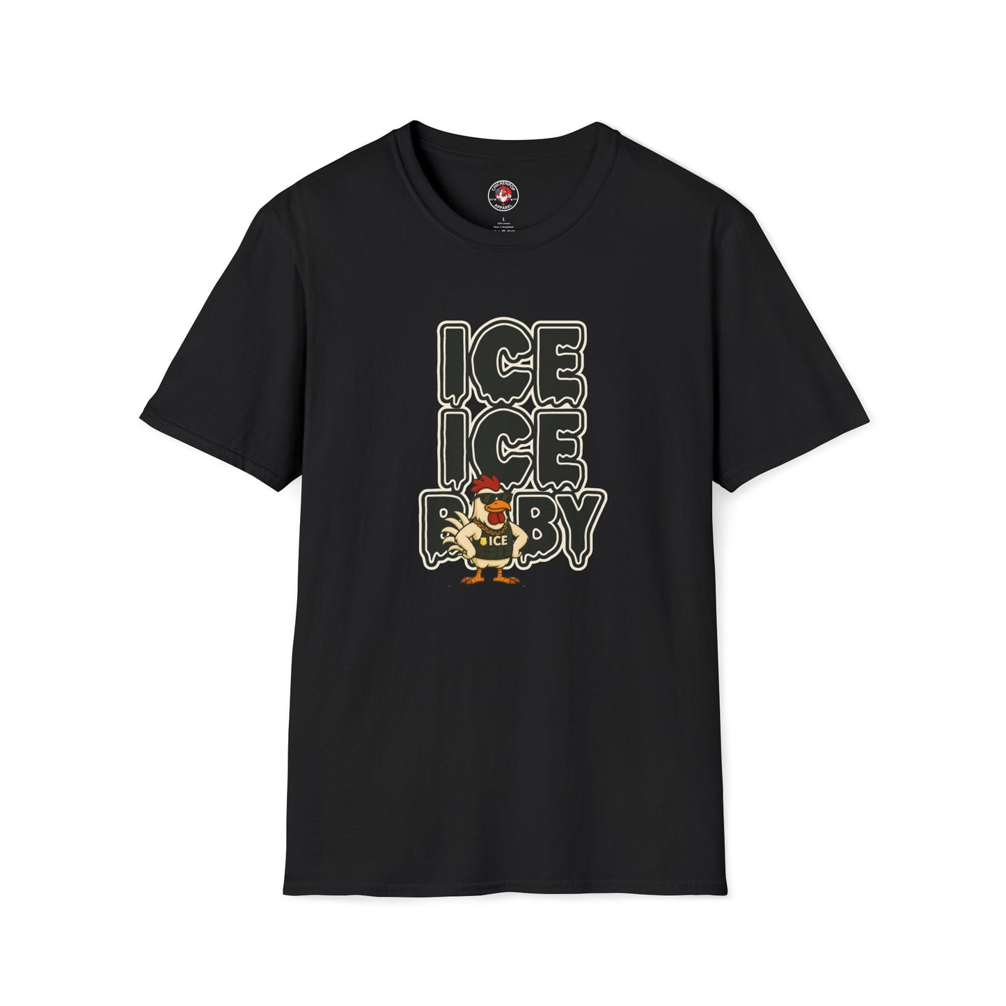 🧊 ICE ICE BABY Funny Chicken T-Shirt – Coop Daddy Parody Tee for Music & Poultry Fans