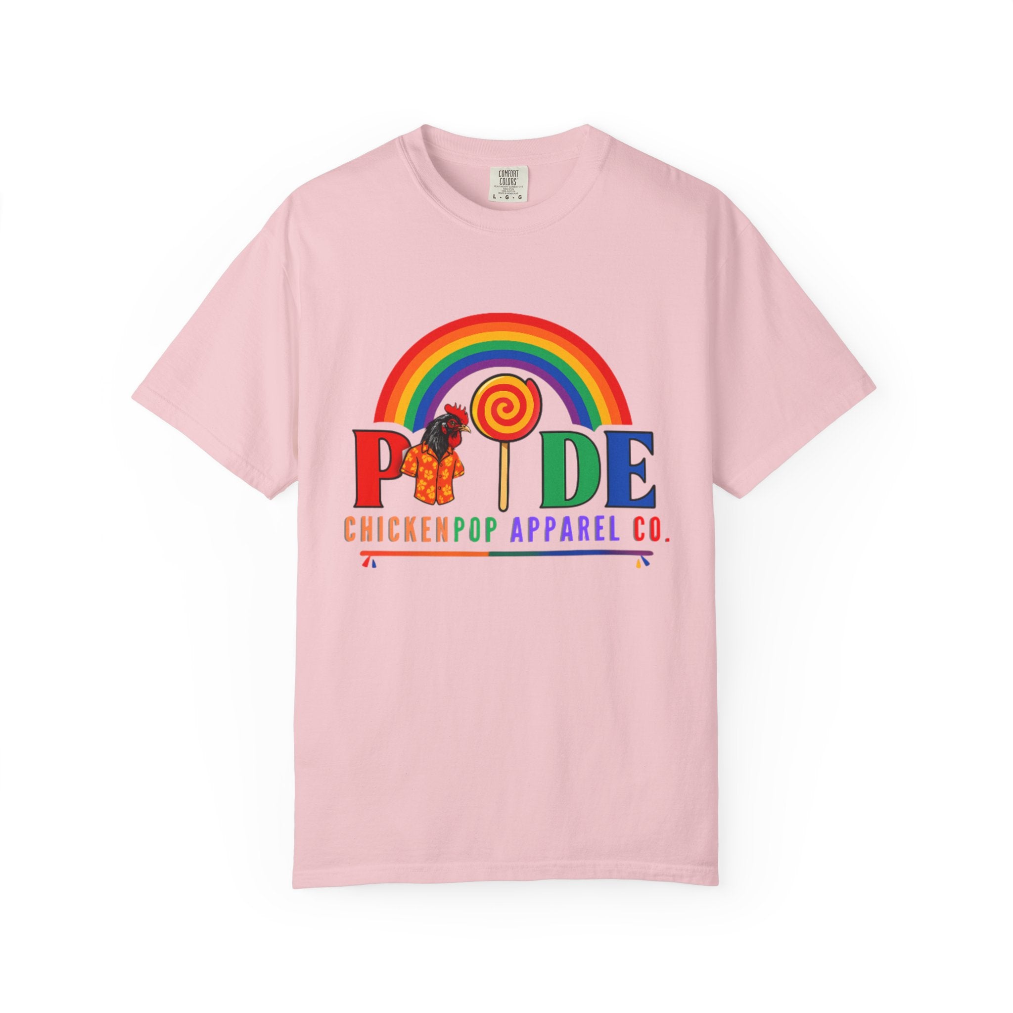 Pride Rainbow Lollipop T-Shirt — "PRIDE" ChickenPop Apparel Co. Graphic Tee