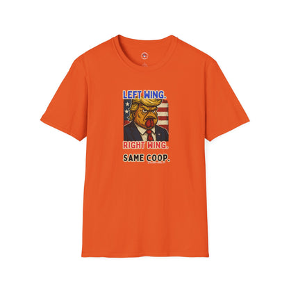 Cock-a-Doodle-Don "Left Wing. Right Wing. Same Coop." Political Satire Tee – Unisex Graphic T-Shirt