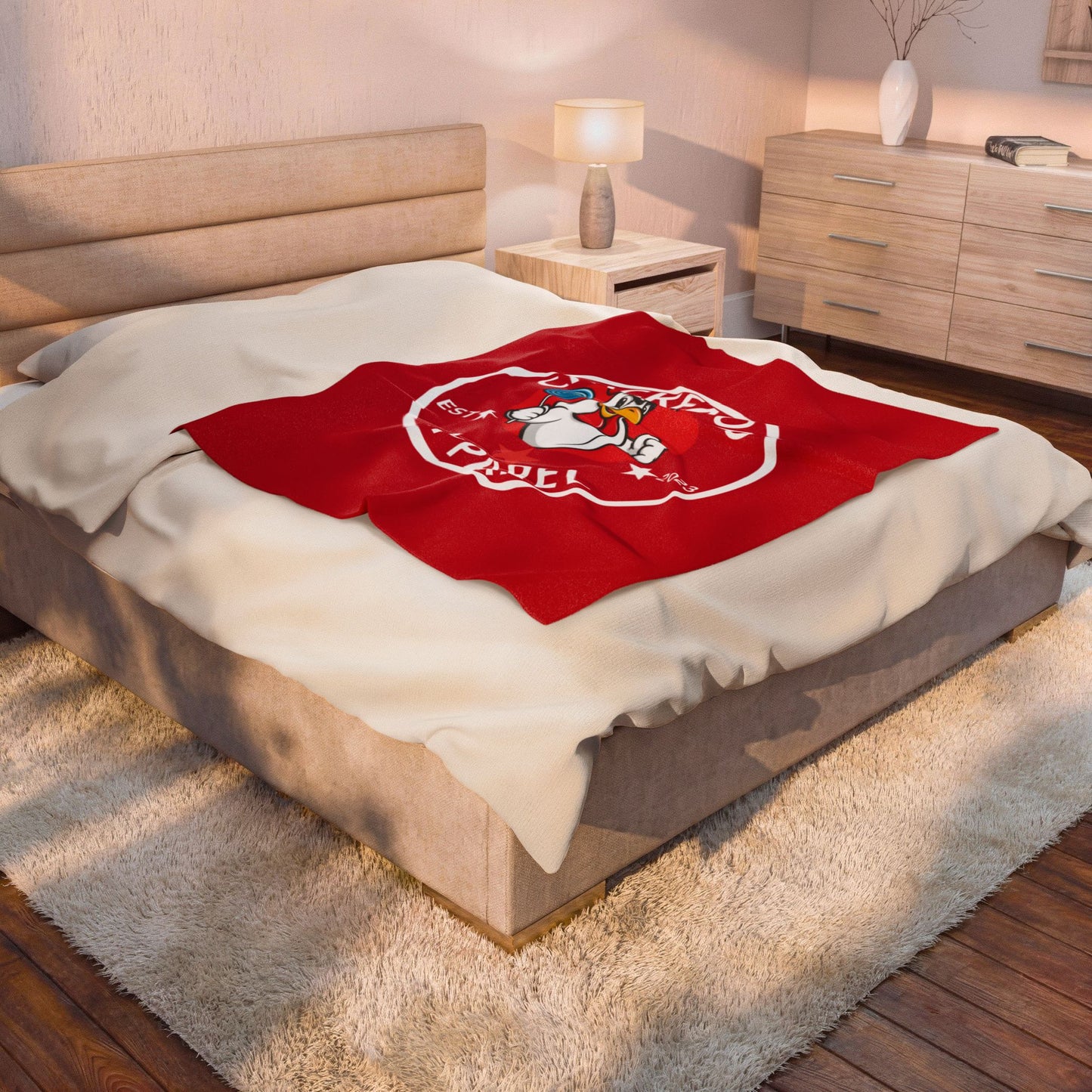 ChickenPop Original Logo Velveteen Plush Blanket Red