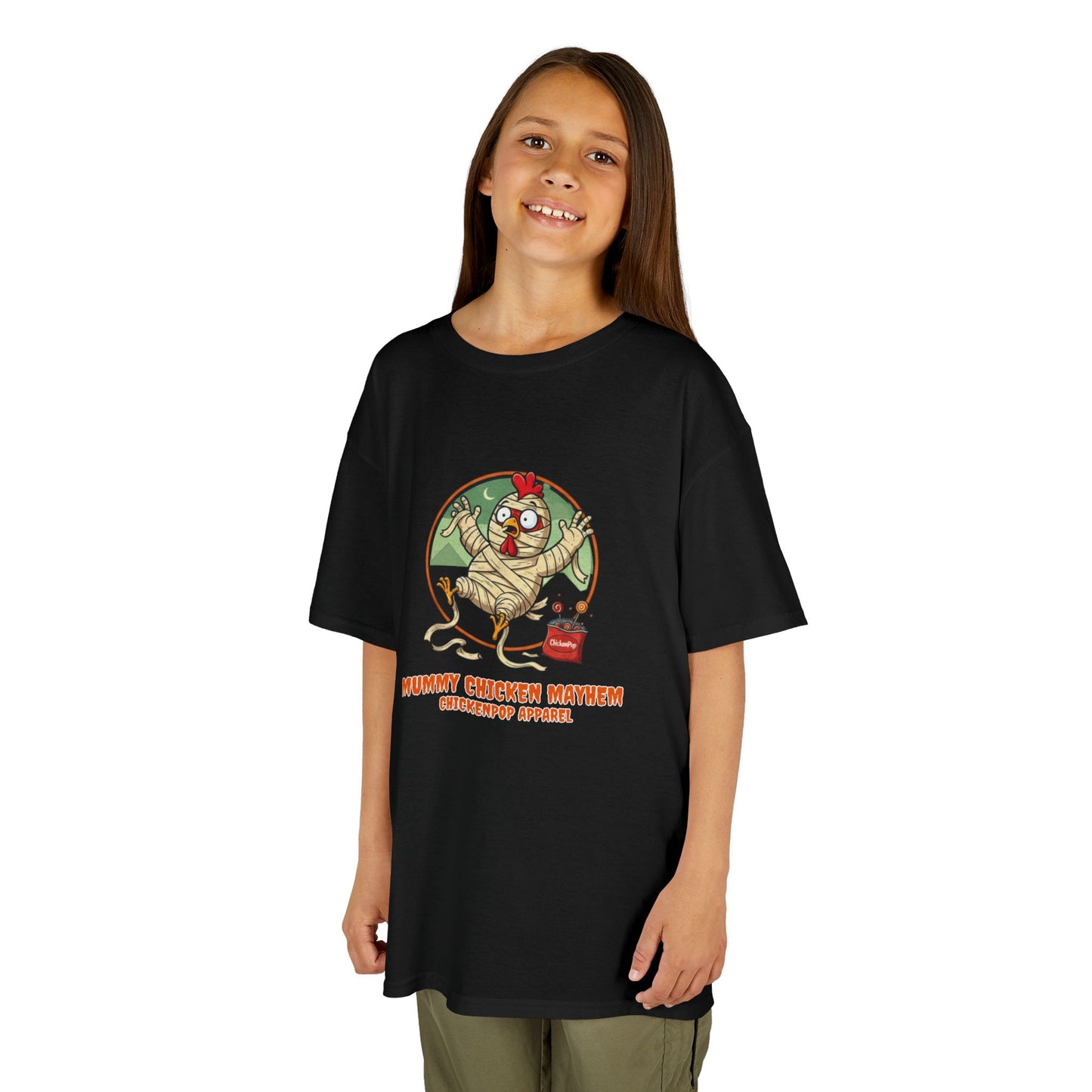 Mummy Chicken Mayhem T-Shirt: Funny Halloween Chicken Costume Shirt | Lil' Cluckers Spooky Apparel