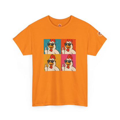 Warhol Pop Art Chicken T-Shirt – Funny Coop Daddy Middle Finger Tee for Bold Style