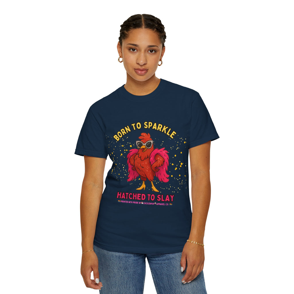 Pride LGBTQ Born to Sparkle Rooster T-Shirt — Hatched to Slay Graphic Tee