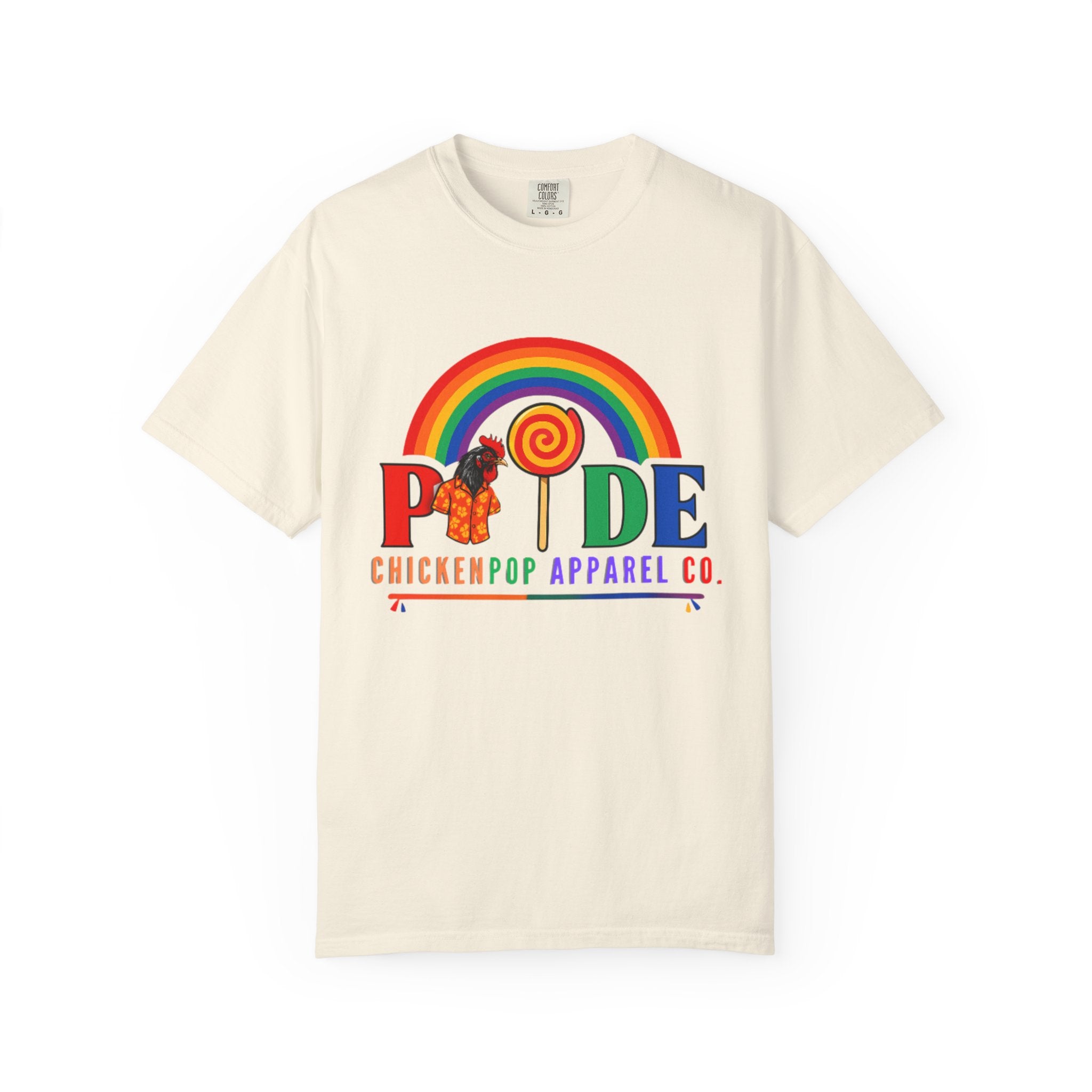 Pride Rainbow Lollipop T-Shirt — "PRIDE" ChickenPop Apparel Co. Graphic Tee