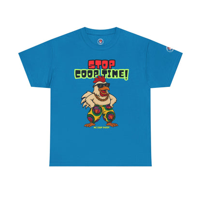 Stop COOP TIME! Funny Chicken T-Shirt – MC Coop Daddy 90s Hip Hop Parody Tee | Unisex Heavy Cotton | ChickenPop Apparel