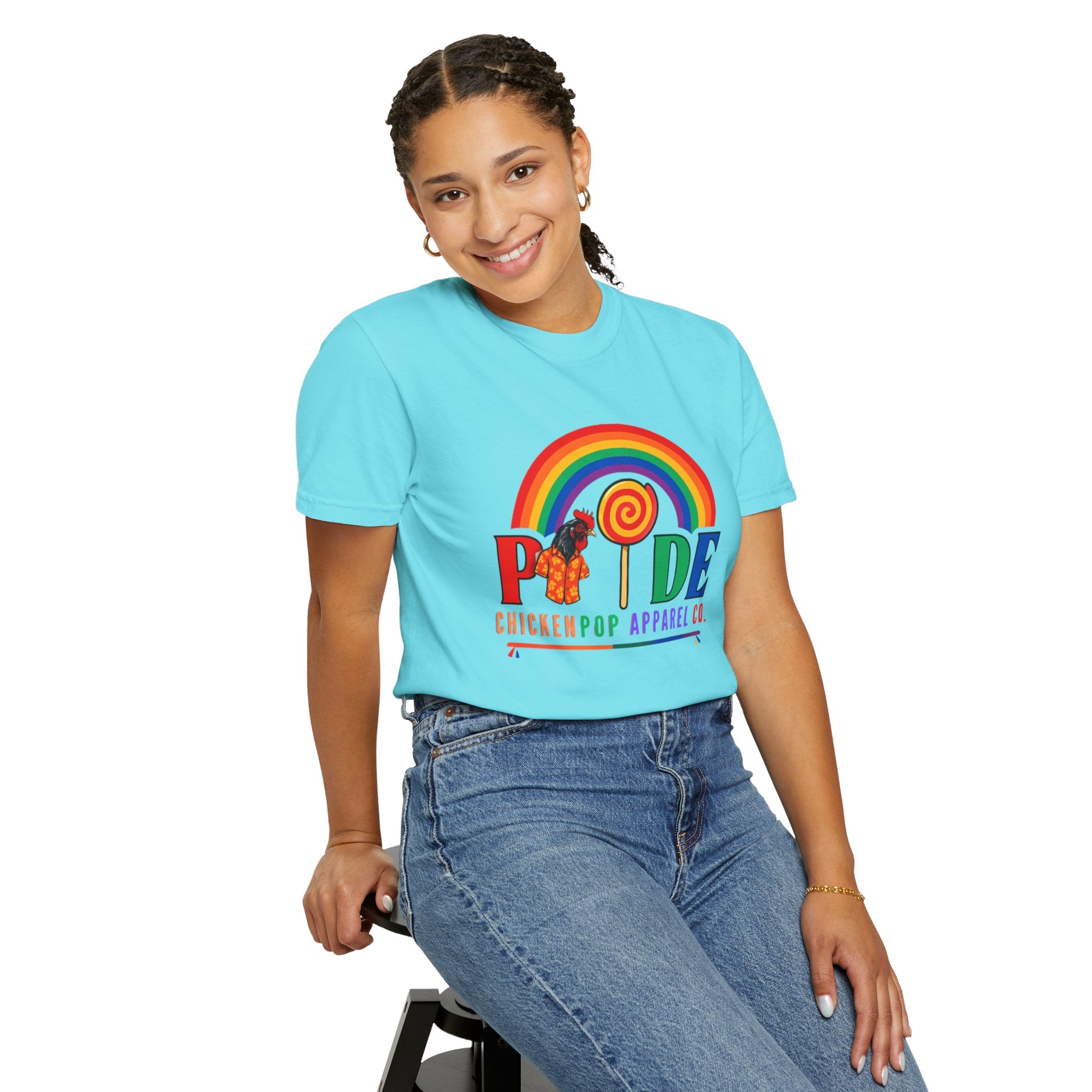 Pride Rainbow Lollipop T-Shirt — "PRIDE" ChickenPop Apparel Co. Graphic Tee