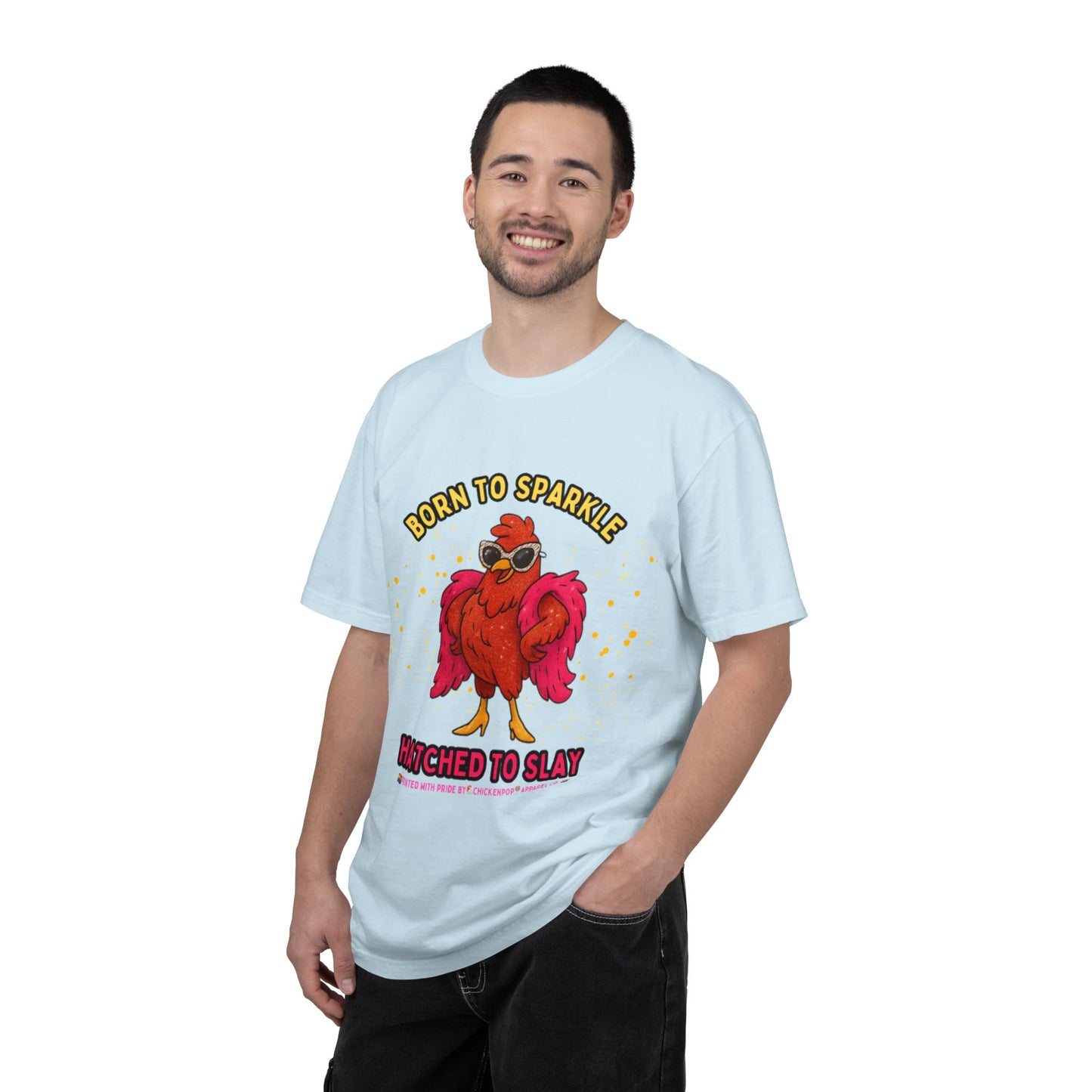 Pride LGBTQ Born to Sparkle Rooster T-Shirt — Hatched to Slay Graphic Tee