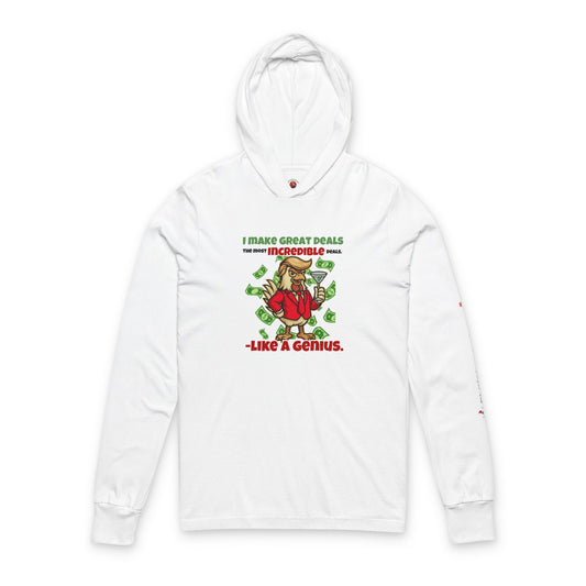 Like a Genius Hooded Long Sleeve Tee – Funny Political Rooster Hoodie Shirt | ChickenPop Apparel Co.